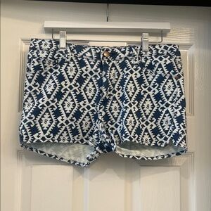 ba&sh Navy and White Patterned Jean Shorts